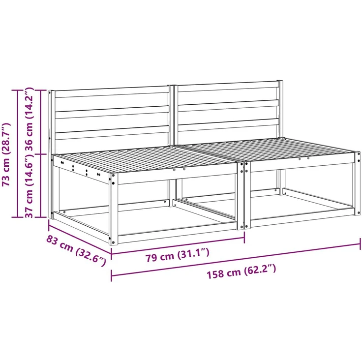 vidaXL Outdoor Mittelsofa Weiß 158 x 83 x 73 cm 901540 – Bild 7