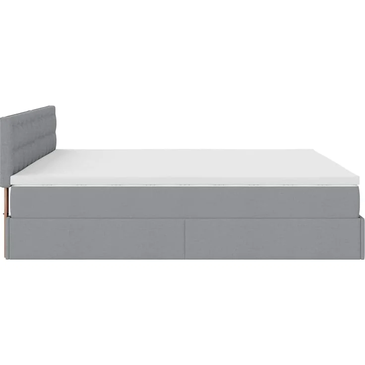 vidaXL Ottoman-Bett mit Matratzen & LEDs Hellgrau 200x200 cm Stoff 3312499 – Bild 8
