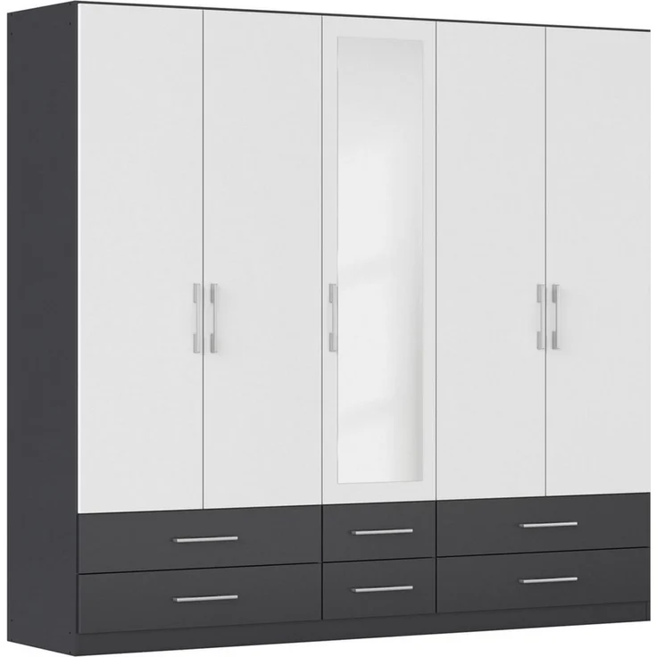 rauch Kleiderschrank Schrank Garderobenschrank Mehrzweckschrank Schlafzimmer HERSBRUCK (3 verschiedene Ausstattungen BASIC/CLASSIC/PREMIUM (inkl. SOFT-CLOSE) mit großzügigen Schubladen sowie Spiegeltüren MADE IN GERMANY – Bild 1