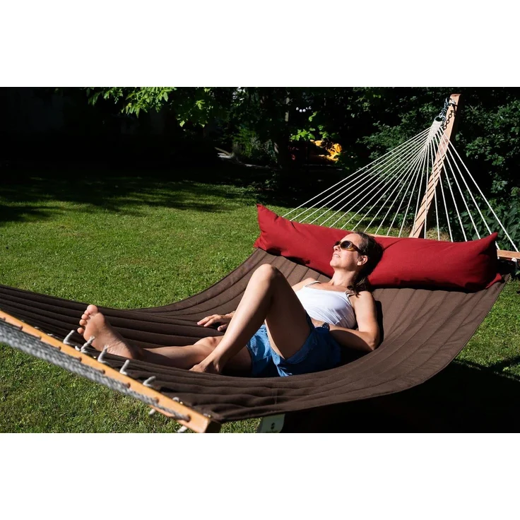 MacaMex DoppelstabHängematte California Hot Chocolate, gepolstert, wetterfest, FSC™ zertifiziert, Rot, 210x140 cm – Bild 4