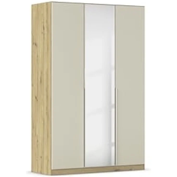 Rauch Möbel Alabama, Kleiderschrank für Schlafzimmer, Kinderzimmer, Wohnzimmer, Garderobe, Flur, 3-türig, Spiegel, mit Zubehör Classic, Farbe Beige/Eiche Artisan. Holz, Breite 136 cm – Bild 1