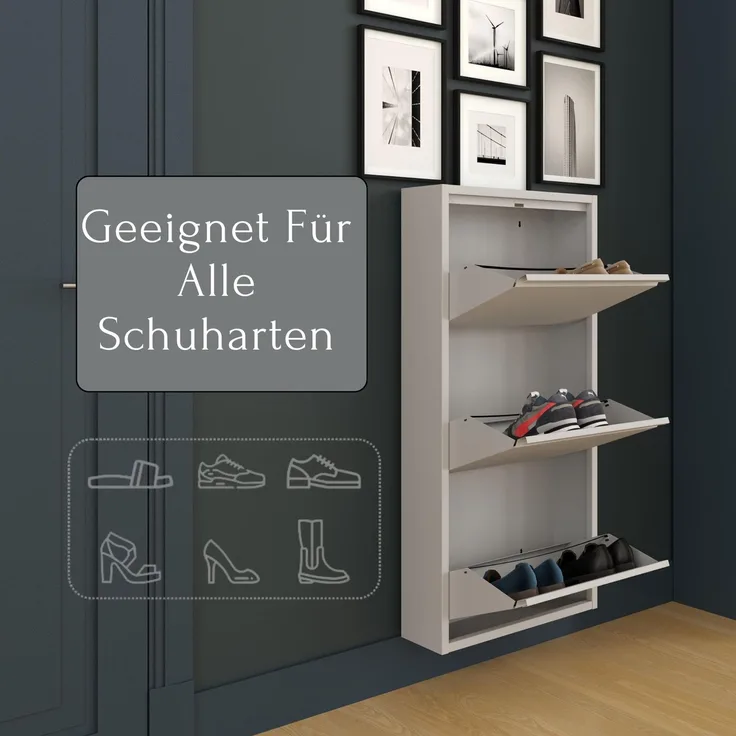 Schuhkipper, Metall 50 x 15 x 103,5 cm, grau RAL 7035