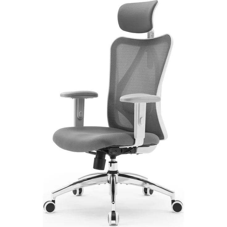 Sihoo Ergonomischer Stuhl M18, 130 x 74 cm, weißer Rahmen + graues Netzgewebe – Bild 1