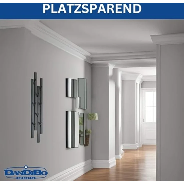 DanDiBo Garderobe Wand Schwarz Metall 96612 Wandgarderobe mit 8 Haken Schmal Flurgarderobe Modern Hakenleiste Garderobenhaken – Bild 4