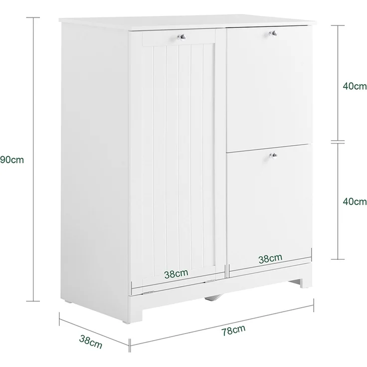 SoBuy BZR213-W Wäscheschrank, MDF, Lackiert, Weiß, 78 x 90 x 38 cm – Bild 3
