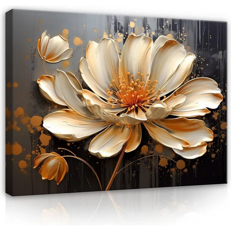 Wallarena Leinwandbild Blumen Abstrakt Modern Braun Schlafzimmer, Wohnzimmer 60x40 cm, Blumen, 60x40 cm