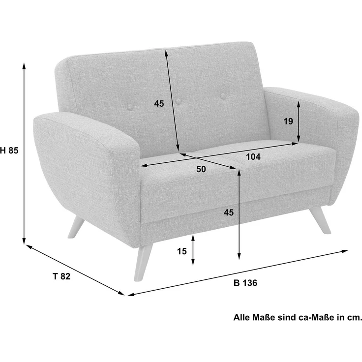 Sofa 2-Sitzer Kazdoia Flachgewebe grau – Bild 7