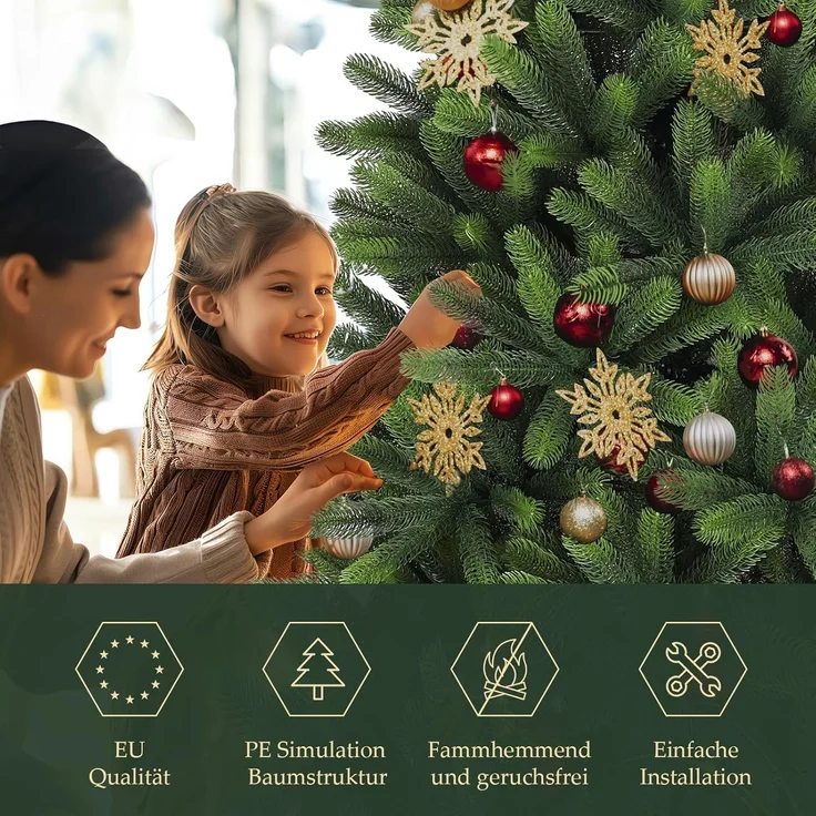 SALCAR 100% Spritzguss Weihnachtsbaum Künstlich 180 cm – Bild 7