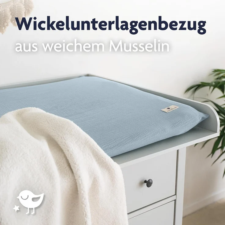 Julius Zöllner Überzug Wickelauflage Musselin denim 75/75 cm – Bild 2