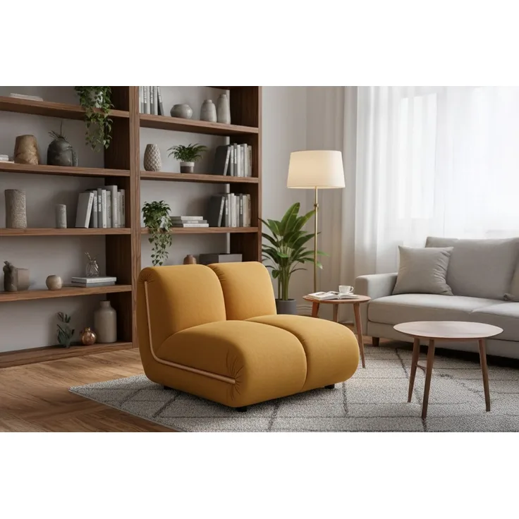 KAWOLA Sessel LAYLA Sitzelement Velvet gelb 74 x 99 x 92 cm