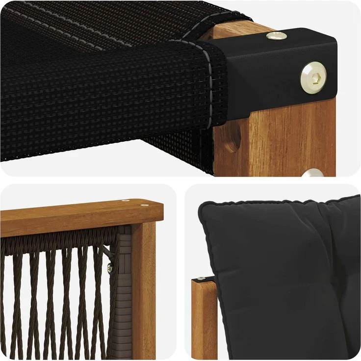 vidaXL Outdoor-Sofagarnitur 4 stk. 4-Sitzer Natur und Schwarz 3381920 – Bild 7