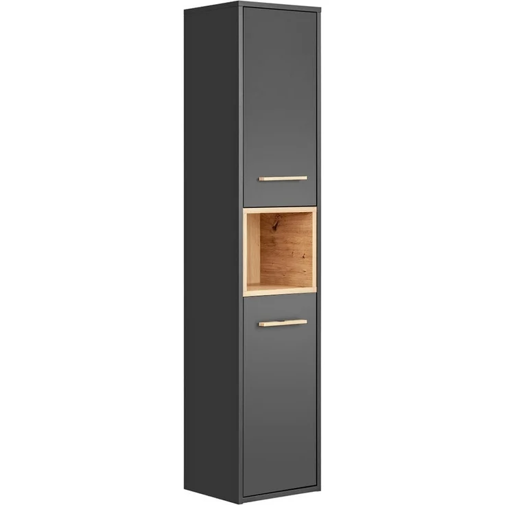 Badezimmer Hochschrank BOLOGNA-56 in anthrazit mit Artisan Eiche Nb, B/H/T: ca. 36/170/33 cm – Bild 2