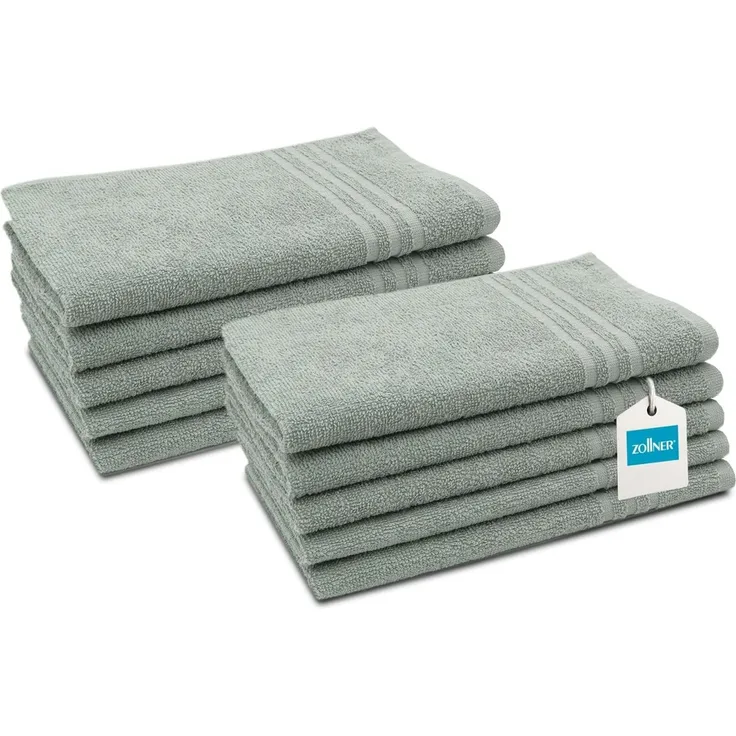 ZOLLNER 10er Set Gästehandtücher, Baumwolle, 30x50 cm, grau