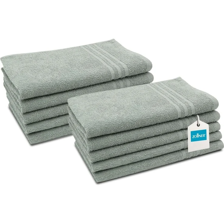ZOLLNER 10er Set Gästehandtücher, Baumwolle, 30x50 cm, grau – Bild 1