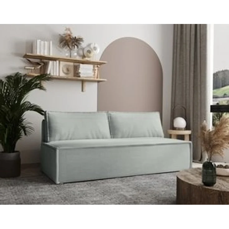 Sofa Designersofa EMMA 3-Sitzer mit Schlaffunktion in Stoff Zoom Mintgrün – Bild 6