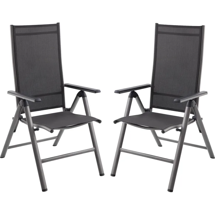Gartenstuhl 2er Set IRIS - Kunststoff, Schwarz | Hochlehner Wetterfest Gartenstühle Outdoor Essstühle