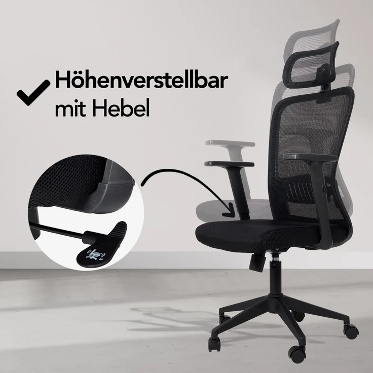Brixy Ergonomischer Bürostuhl - Bürostühle Für Erwachsene - Voll verstellbar - Office Office Chair - Schwarz – Bild 6