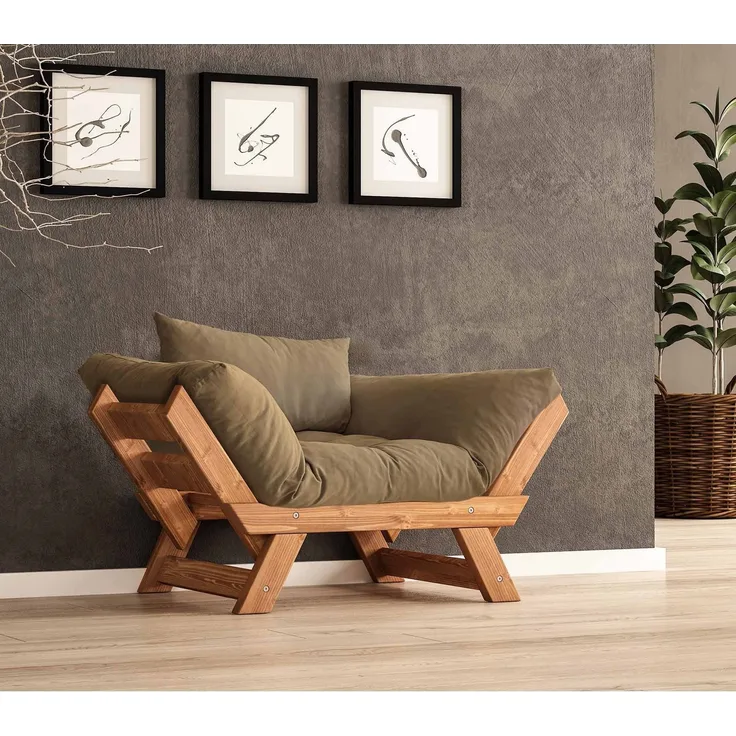 Skye Decor 'CPT8152-140' Garten-Sessel, Teak / Camel, 108-140 x 75 cm