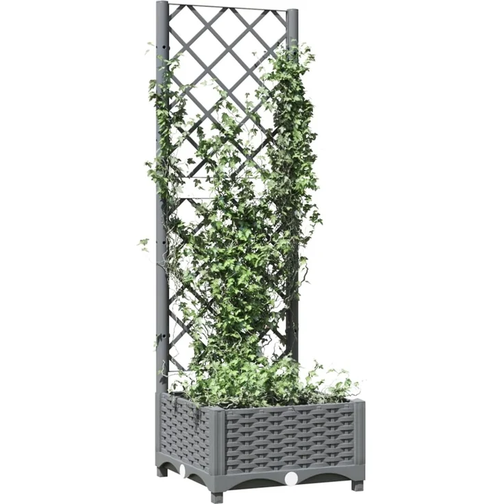 vidaXL Pflanzkübel mit Rankgitter Hellgrau 40x40x121,5 cm PP 153269 – Bild 3