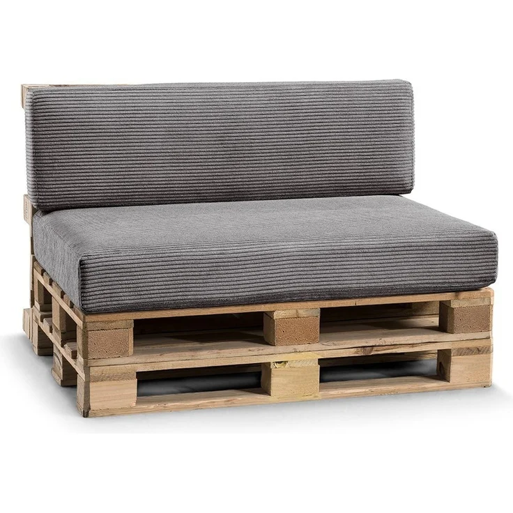 Gutekissen® Palettenkissen Gerippte Kissen, Palettenauflagen Sitzkissen Rückenlehne Gerippt PFL (Set (Sitzkissen 120x80 +Rückenlehne 120x40), Duneklgrau)