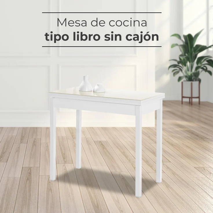 ASTIMESA Buchtyp Küchentisch, Beige, 80x40 cm bis 80x80 cm – Bild 2
