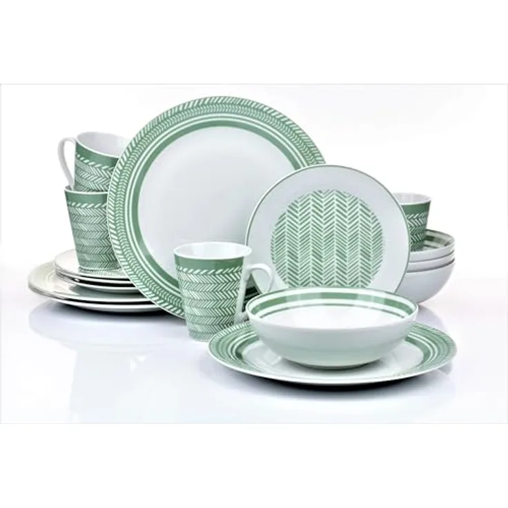 Retsch Arzberg Tafelservice Waterside für, 4 Personen, Porzellan, 16-teiliges Tafelservice Vintage Design