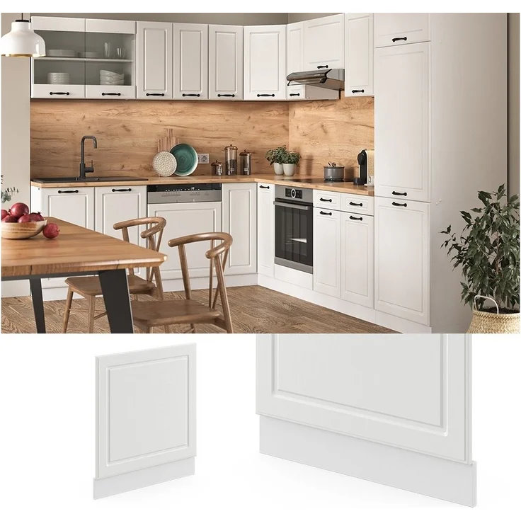 Frontblende R-Line Weiß Landhaus 60 cm ohne Arbeitsplatte Vicco – Bild 2