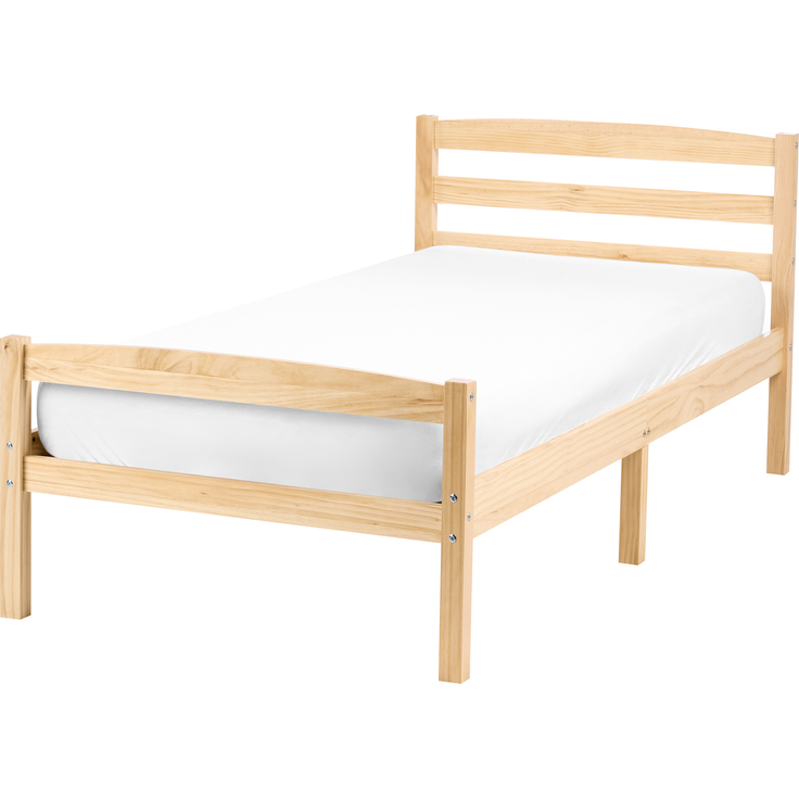Bett mit Lattenrost Kiefernholz ECHALLON 80 x 200 cm Hellbraun