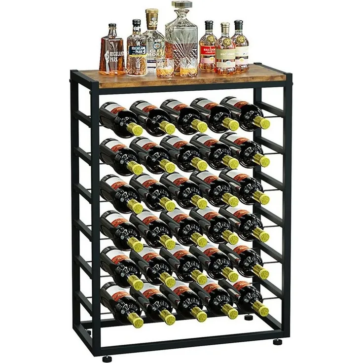 Dripex Weinregal 6 Etagen Flaschenregal für 30 Flaschen mit Tischplatte