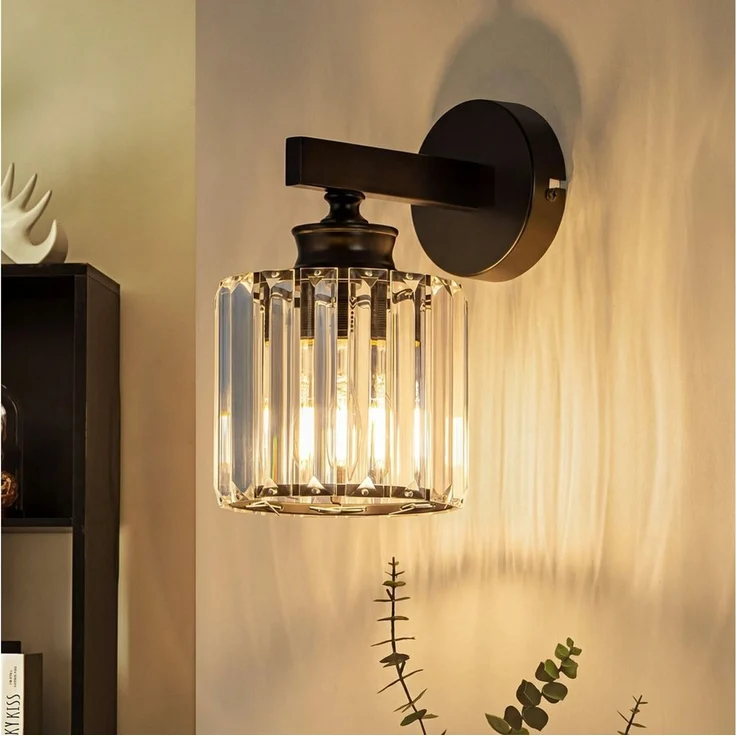 Nettlife Wandleuchte Kristall moderne Wandlampe E27 Wandbeleuchtung als Nachttischlampe, ohne Leuchtmittel, für Schlafzimmer, Wohnzimmer, Flur, Treppenhaus – Bild 5