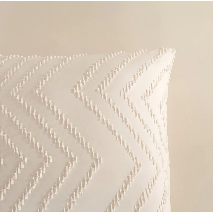Pure Microfaser Bettwäsche 155 X 220 cm + 1- 80 X 80 cm Zigzag luxury zizag piping/ embroidery weiß – Bild 2