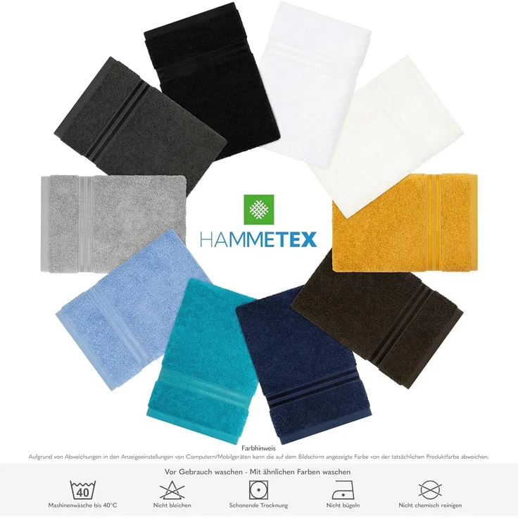 HAMMETEX Handtuch Set 4er Set Handtücher 50x100 cm, 100% Baumwolle, Weich & Saugstark, Frottier (Set, 4-St), mit Bordüre, einfarbig, weich – Bild 9