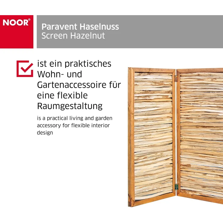 NOOR Paravent Haselnuss - klappbar - Sichtschutz-Module (3 St), aus Naturmaterialien - Sichtschutz für Garten, Terrasse und Balkon – Bild 2