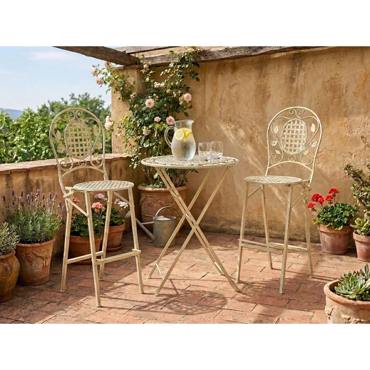 Beliani 'BIVIO' Garten Bartisch, Metall Hellgrün – Bild 2
