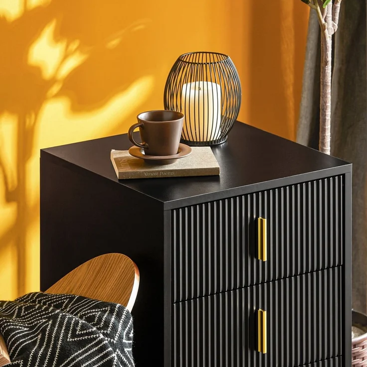 SoBuy FBT115-L-SCH Nachttisch, MDF, Melamin, Schwarz, 40 x 63 x 36 cm – Bild 5