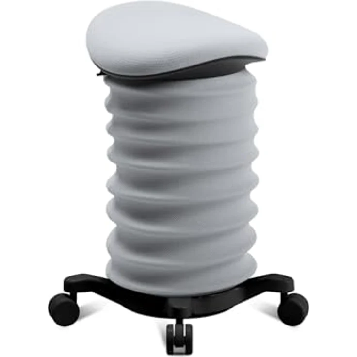 TOPSTAR Sitness 4D mit Rollen - AGR-Zertifiziert Dynamischer Sitzhocker schwarz - grau Stoff HI8, ergonomischer Bürohocker - höhenverstellbar - stärkt den Rücken - entlastet die Bandscheiben – Bild 2