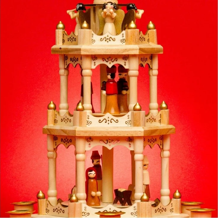 SIKORA Weihnachtspyramide aus Holz mit 3 Etagen Pyramide Weihnachten Deko H:45cm - P3 – Bild 2