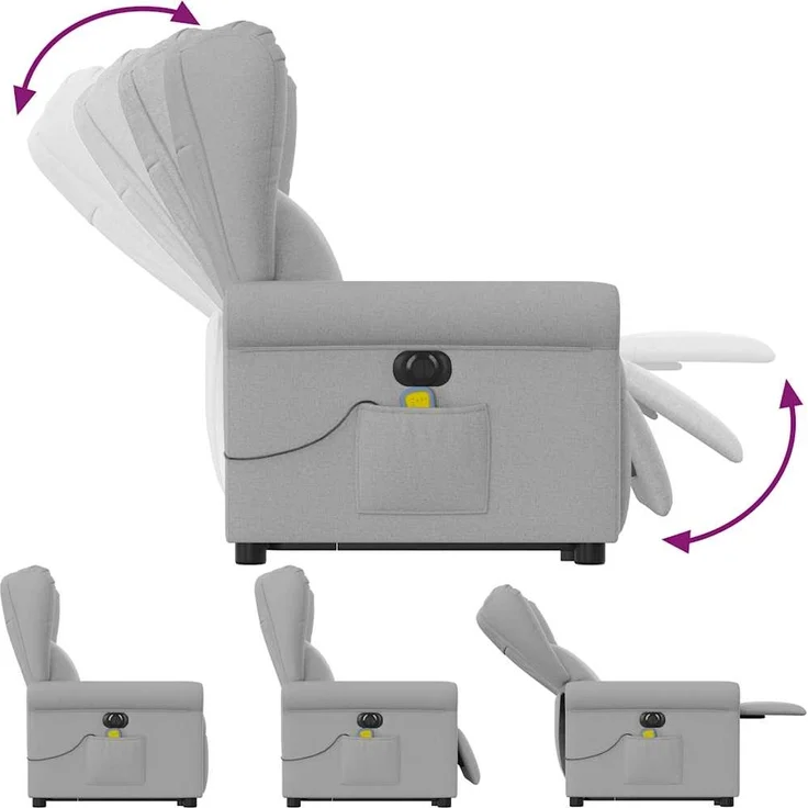 vidaXL Massagesessel mit Aufstehhilfe Elektrisch Wolkengrau Stoff 3303413 – Bild 6