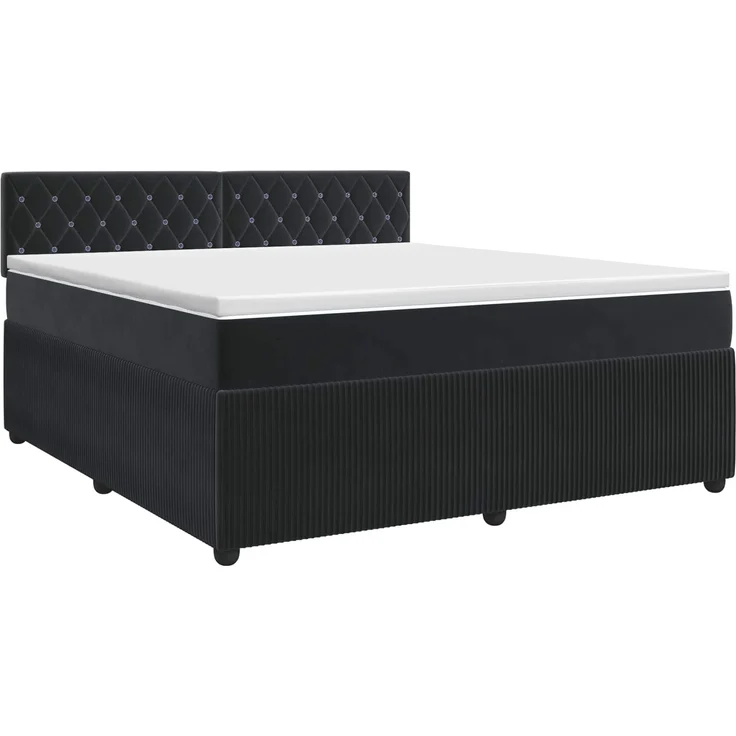 vidaXL Boxspringbett mit Matratze Schwarz 140 x 190 cm Samt 3451669 – Bild 2
