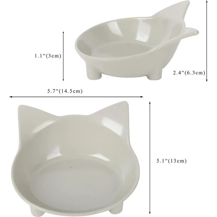 TUWENA Futternapf Katzennäpfe 3er-Set, Katzenfutternapf mit rutschfestem Gummi, zur Linderung von Ermüdung der Schnurrhaare, spülmaschinenfest
