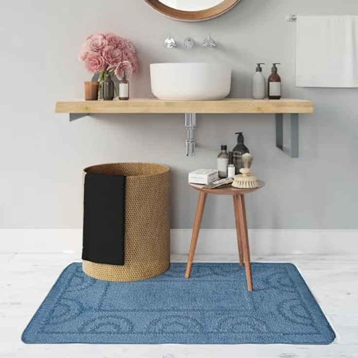 Comart, Teppich Nicole, für Badezimmer, synthetischer Stoff, rutschfeste Unterseite, Hellblau, 66x140 cm – Bild 5