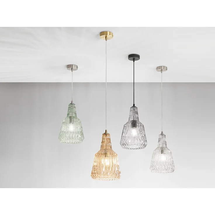 LED Hängelampe einflammig, Kristallglas Grau facettiert, Ø 23cm – Bild 6