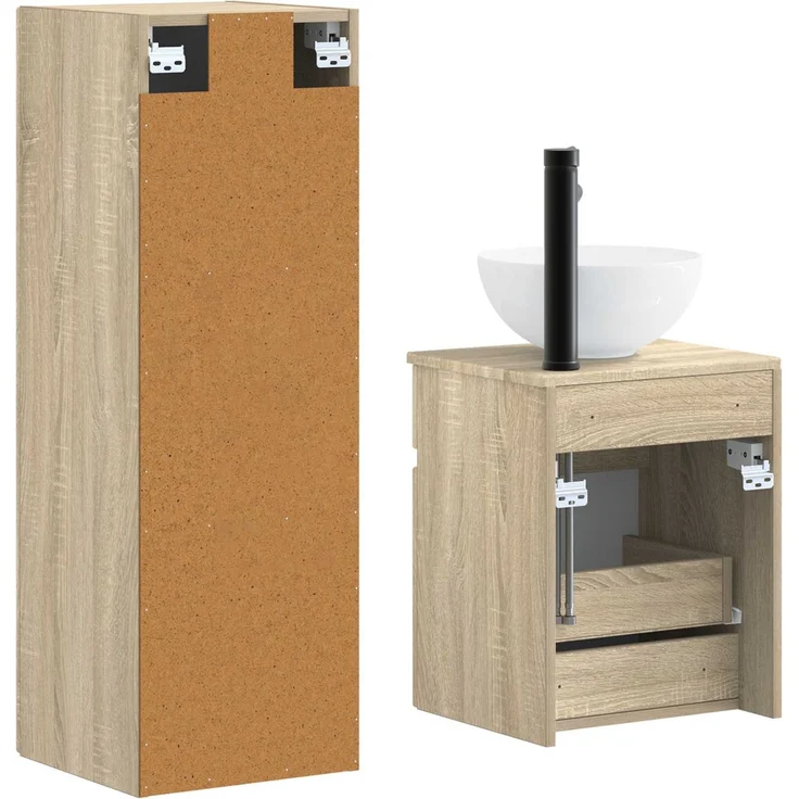 vidaXL Badezimmerschrank-Set 2 stk. Sonoma-Eiche 33 x 34,5 x 100 cm 3406135 – Bild 5
