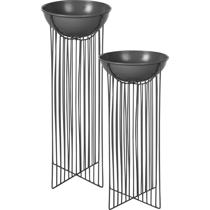 Blumentopf mit Beinen 2er Set FICARIA Metall 22 cm Schwarz