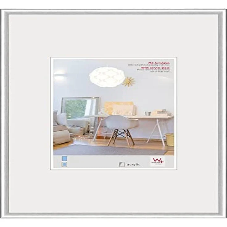 walther design Bilderrahmen silber 40 x 60 cm mit Kunstglas, New Lifestyle Kunststoffrahmen KVX460S
