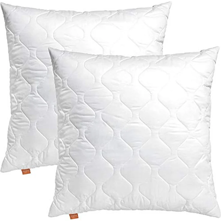 sleepling 191122 2er Set Komfort 100 Kopfkissen, Ökotex, waschbar bis 60 Grad, Made in EU, Füllmengengarantie, Größengarantie, 80x80 cm, weiß – Bild 2
