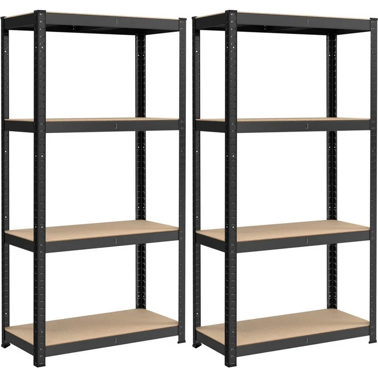 SONGMICS Schwerlastregal, 2er Set, Kellerregal, Lagerregal, 40 x 80 x 160 cm, Regal mit Stahlgestell, bis 520 kg belastbar, 4 verstellbare Ablagen, schwarz GLRDE048B01 – Bild 1