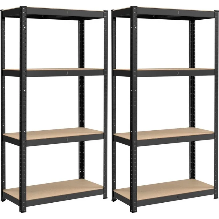 SONGMICS Schwerlastregal, 2er Set, Kellerregal, Lagerregal, 40 x 80 x 160 cm, Regal mit Stahlgestell, bis 520 kg belastbar, 4 verstellbare Ablagen, schwarz GLRDE048B01