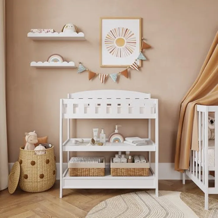 Vichy Wickelkommode Nesty, Weiss, Multifunktionales Möbelstück mit höhenverstellbarem Wickeltisch, 89 x 99.5 cm