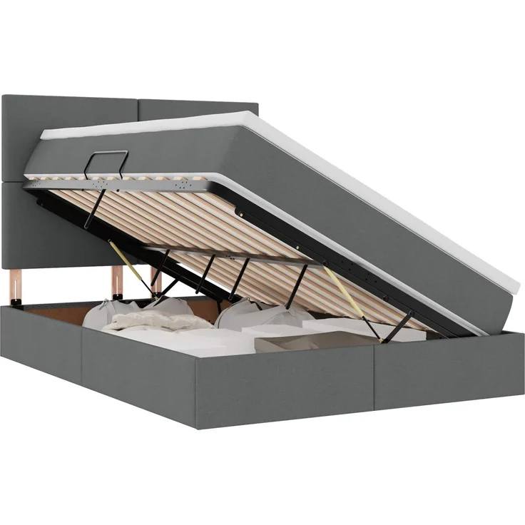 vidaXL LED-Speicherbett mit Matratze Dunkelgrau 140 x 190 cm Stoff 3372352 – Bild 2